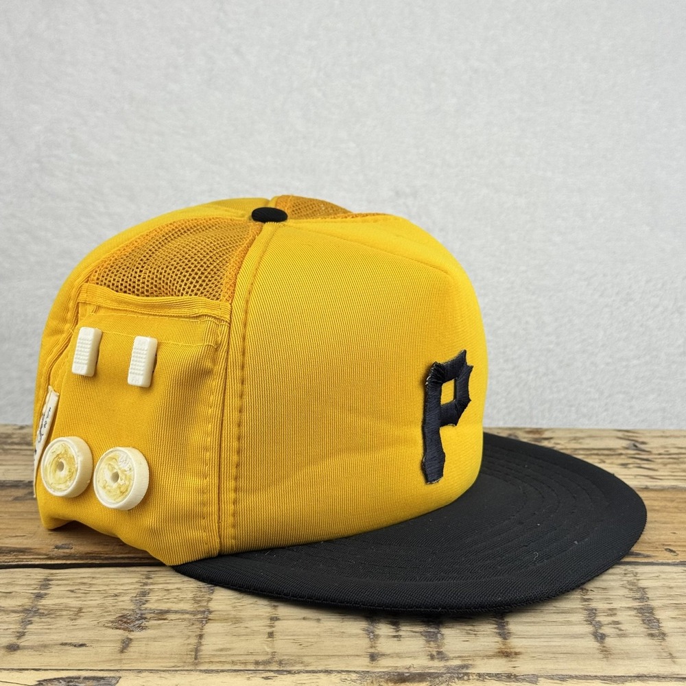 Vintage Pittsburgh Pirates Hat Cap Snap Back‎ Mens Black MLB Baseball Radio 80s
